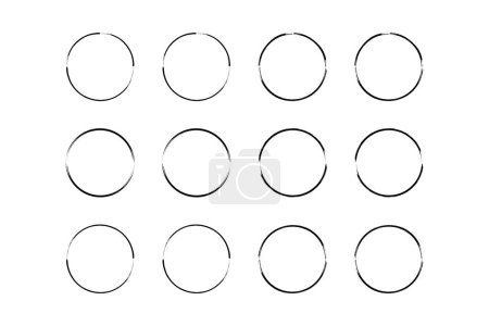 cercle Forme Mince Ligne forme grunge Pinceau course pictogramme symbole illustration visuelle Set