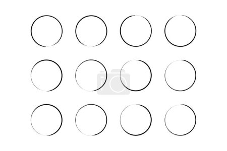 circle Shape Thin Line grunge shape Brush stroke pictogram symbol visual illustration Set