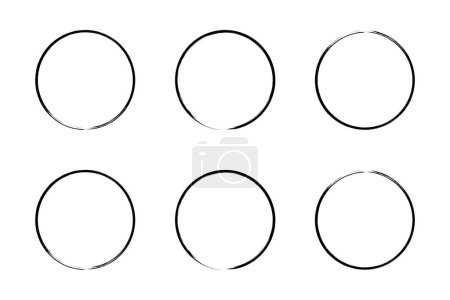 cercle Forme Mince Ligne forme grunge Pinceau course pictogramme symbole illustration visuelle Set