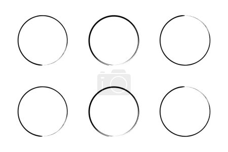 Kreis Form Thin Line Grunge Form Pinselstrich Piktogramm Symbol visuelle Illustration Set