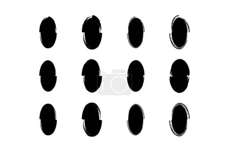 Vertikal Oval Form Gefüllte Grunge Form Pinselstrich Piktogramm Symbol visuelle Illustration Set