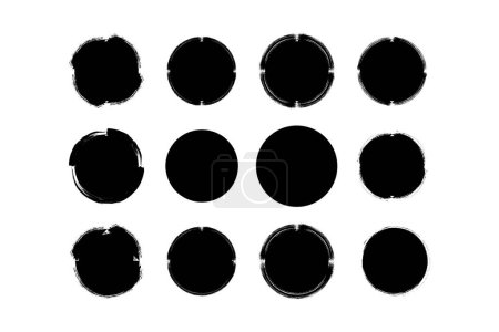 Forme de cercle Rempli Grunge gras forme Pinceau course pictogramme symbole illustration visuelle Set