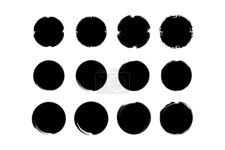 Circle Shape Filled Bold grunge shape Pincelada pictograma símbolo ilustración visual Set