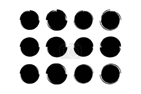 Kreis Form Gefüllt Kühne Grunge Form Pinselstrich Piktogramm Symbol visuelle Illustration Set