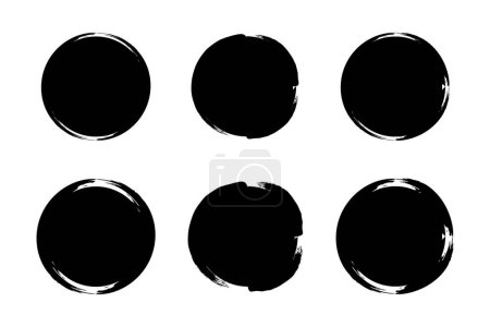 Forme de cercle Rempli Grunge gras forme Pinceau course pictogramme symbole illustration visuelle Set