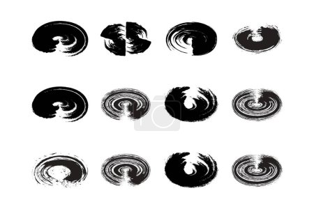 Forma ovalada horizontal Forma de grunge audaz Pincelada pictograma símbolo ilustración visual Set