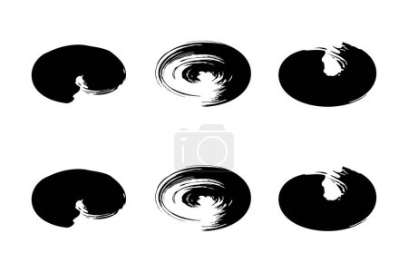 Forma ovalada horizontal Forma de grunge audaz Pincelada pictograma símbolo ilustración visual Set