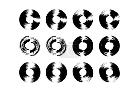 Forma de círculo abstracto Forma de grunge audaz Pincelada pictograma símbolo ilustración visual Set