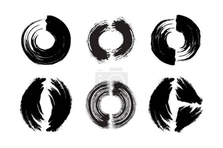 Cercle abstrait Forme Gras gras forme Pinceau course pictogramme symbole illustration visuelle Set