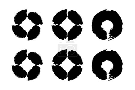 Abstrakter Kreis Form Kühne Grunge Form Pinselstrich Piktogramm Symbol visuelle Illustration Set