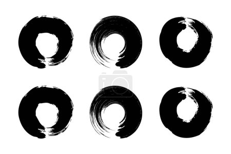 Abstrakter Kreis Form Kühne Grunge Form Pinselstrich Piktogramm Symbol visuelle Illustration Set