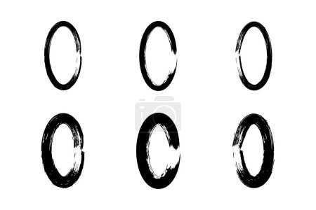Abstrait Vertical Oval Forme forme grunge forme pinceau course pictogramme symbole illustration visuelle Set