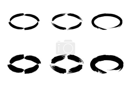 Abstract Horizontal Oval Shape grunge shape Brush stroke pictogram symbol visual illustration Set
