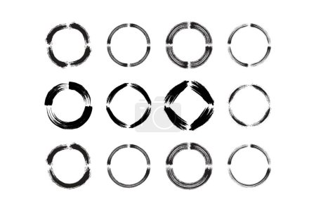 Cercle abstrait forme ronde grunge Pinceau course pictogramme symbole illustration visuelle Set