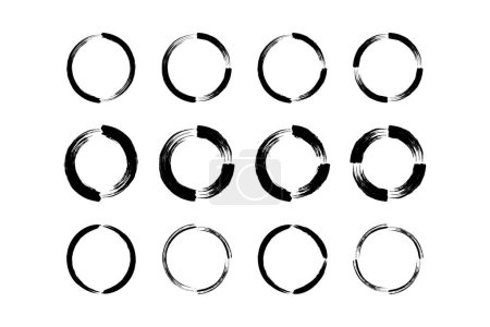 Abstract circle round grunge shape Brush stroke pictogram symbol visual illustration Set