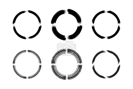 Abstrakter Kreis runde Grunge-Form Pinselstrich Piktogramm Symbol visuelle Illustration Set