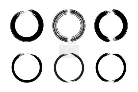 Abstrakter Kreis runde Grunge-Form Pinselstrich Piktogramm Symbol visuelle Illustration Set