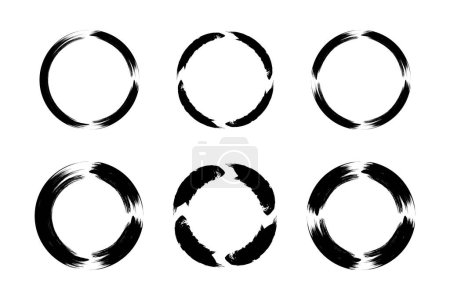 Cercle abstrait forme ronde grunge Pinceau course pictogramme symbole illustration visuelle Set