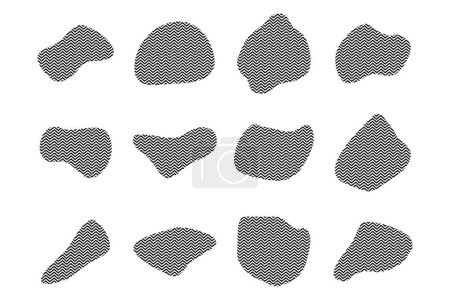 Blobs Fluid Shapes with Zig Zag Stripes pictogram symbol visual illustration Set