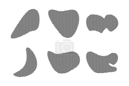 Blobs Fluid Shapes with Zig Zag Stripes pictogram symbol visual illustration Set