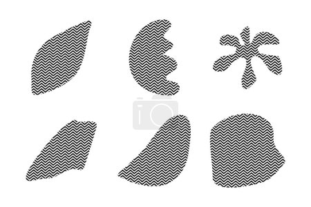 Blobs Fluid Shapes mit Zick-Zack-Streifen Piktogramm-Symbol visuelle Illustration Set