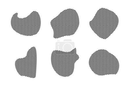 Blobs Formes fluides avec Zig Zag Stripes pictogramme symbole illustration visuelle Set