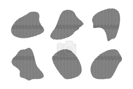Blobs Formes fluides avec Zig Zag Stripes pictogramme symbole illustration visuelle Set