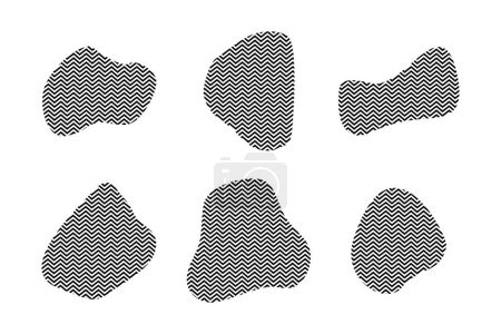 Blobs Fluid Shapes mit Zick-Zack-Streifen Piktogramm-Symbol visuelle Illustration Set