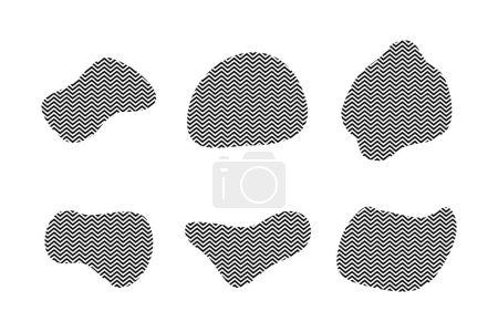Blobs Fluid Shapes con símbolo de pictograma de rayas de zig ilustración visual Set