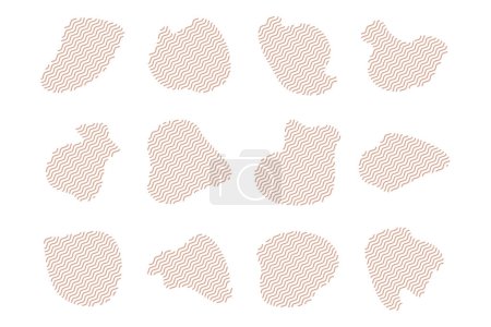 Téléchargez les illustrations : Blobs Formes fluides avec Zig Zag Lins Set pictogramme symbole illustration visuelle Set - en licence libre de droit