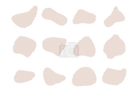Téléchargez les illustrations : Blobs Formes fluides avec Zig Zag Lins Set pictogramme symbole illustration visuelle Set - en licence libre de droit