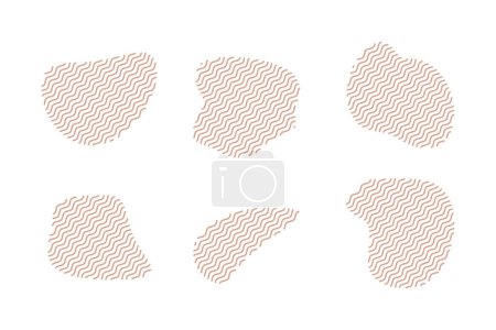 Blobs flüssige Formen mit Zick-Zack-Lins Set Piktogramm-Symbol visuelle Illustration Set