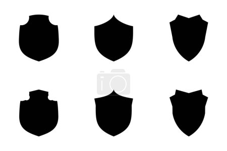 Emblème du bouclier & logo du badge Illustration visuelle du pictogramme Glyphe Set