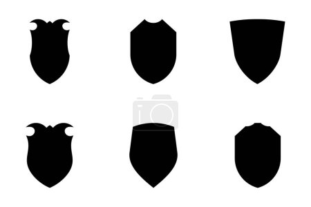 Shield Emblem & Badge Logos Glyph pictogram symbol visual illustration Set