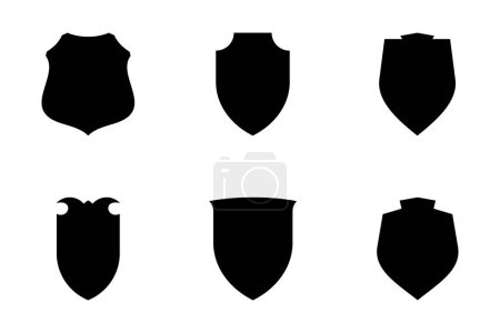 Shield Emblem & Badge Logos Glyph pictogram symbol visual illustration Set