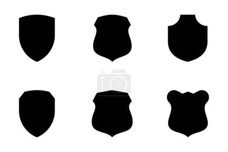 Emblème du bouclier & logo du badge Illustration visuelle du pictogramme Glyphe Set