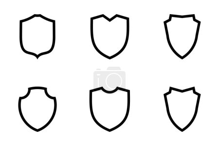 Shield Emblem & Badge Logos Line pictogram symbol visual illustration Set