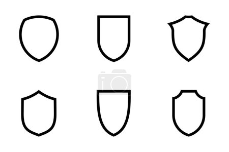 Shield Emblem & Badge Logos Line pictogram symbol visual illustration Set