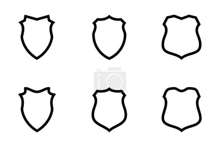 Shield Emblem & Badge Logos Line Piktogramm Symbol visuelle Illustration Set