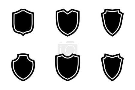 Shield Emblem & Badge Logos Glyph mit Rahmen Piktogramm Symbol visuelle Illustration Set