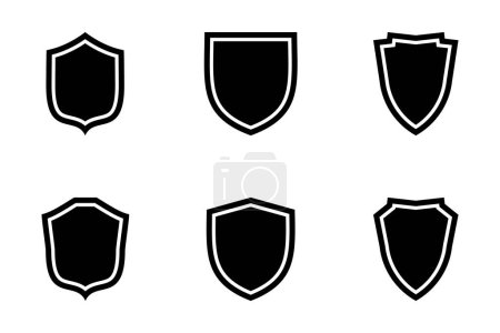 Shield Emblem & Badge Logos Glyph with Frame pictogram symbol visual illustration Set