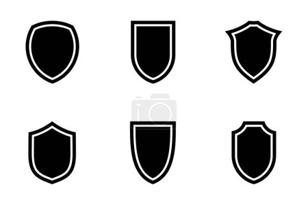 Shield Emblem & Badge Logos Glyph mit Rahmen Piktogramm Symbol visuelle Illustration Set