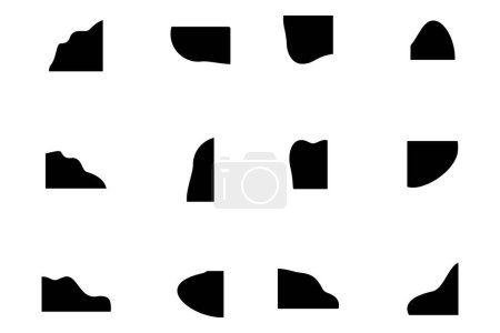 Flüssige und flüssige Form Ecken Geomatrisches Piktogramm Symbol visuelle Illustration Set