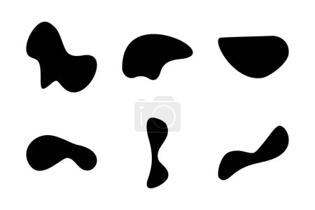 Téléchargez les illustrations : Abstrait Blobs liquide et liquide forme pictogramme symbole illustration visuelle Set - en licence libre de droit