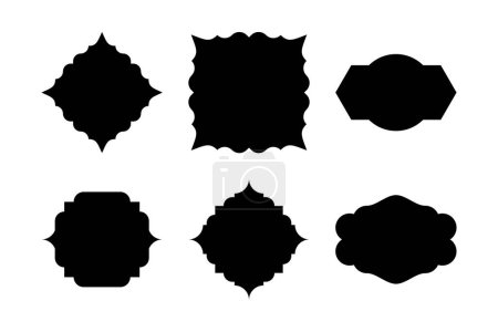 Etikettenrahmen Form Glyph Piktogramm Symbol visuelle Illustration Set