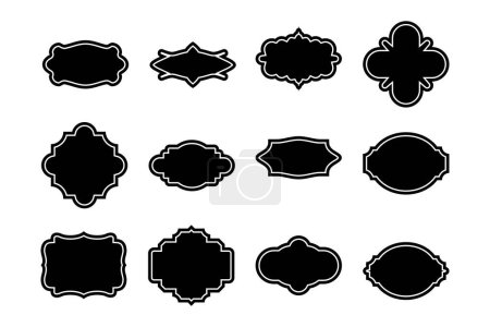 Téléchargez les illustrations : Glyphe de forme de cadre d'étiquette avec l'illustration visuelle de symbole de pictogramme de cadre - en licence libre de droit