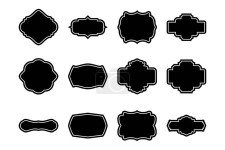 Label Frame Shape Glyph With Frame pictogram symbol visual illustration Set