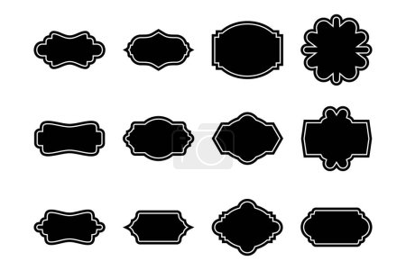 Téléchargez les illustrations : Glyphe de forme de cadre d'étiquette avec l'illustration visuelle de symbole de pictogramme de cadre - en licence libre de droit