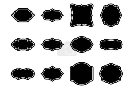 Label Frame Shape Glyph With Frame pictogram symbol visual illustration Set