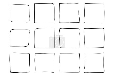 Hand Drawn Frame Square Double Thin Line pictogram symbol visual illustration Set